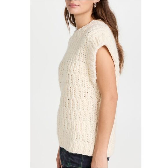 English Factory Sweater Vest Women's Size Medium Ivory Chunky Knit Layerable - Picture 3 of 8